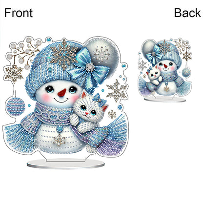2D Flat Snowman Print DIY Desktop Diamond Art Kits for Home Office Desktop Decor