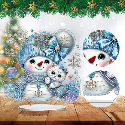 2D Flat Snowman Print DIY Desktop Diamond Art Kits for Home Office Desktop Decor