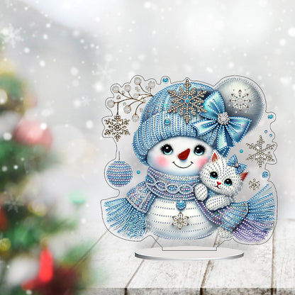 2D Flat Snowman Print DIY Desktop Diamond Art Kits for Home Office Desktop Decor