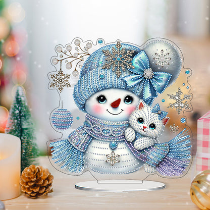 2D Flat Snowman Print DIY Desktop Diamond Art Kits for Home Office Desktop Decor