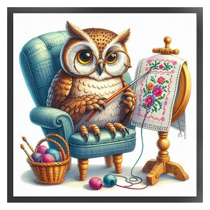 Embroidered Owl - Stamped Cross Stitch 30*30CM