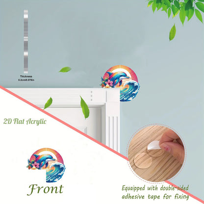 2D Flat Diamond Painting Door Corner Sign DIY Diamond Art Door Right Angle Sign