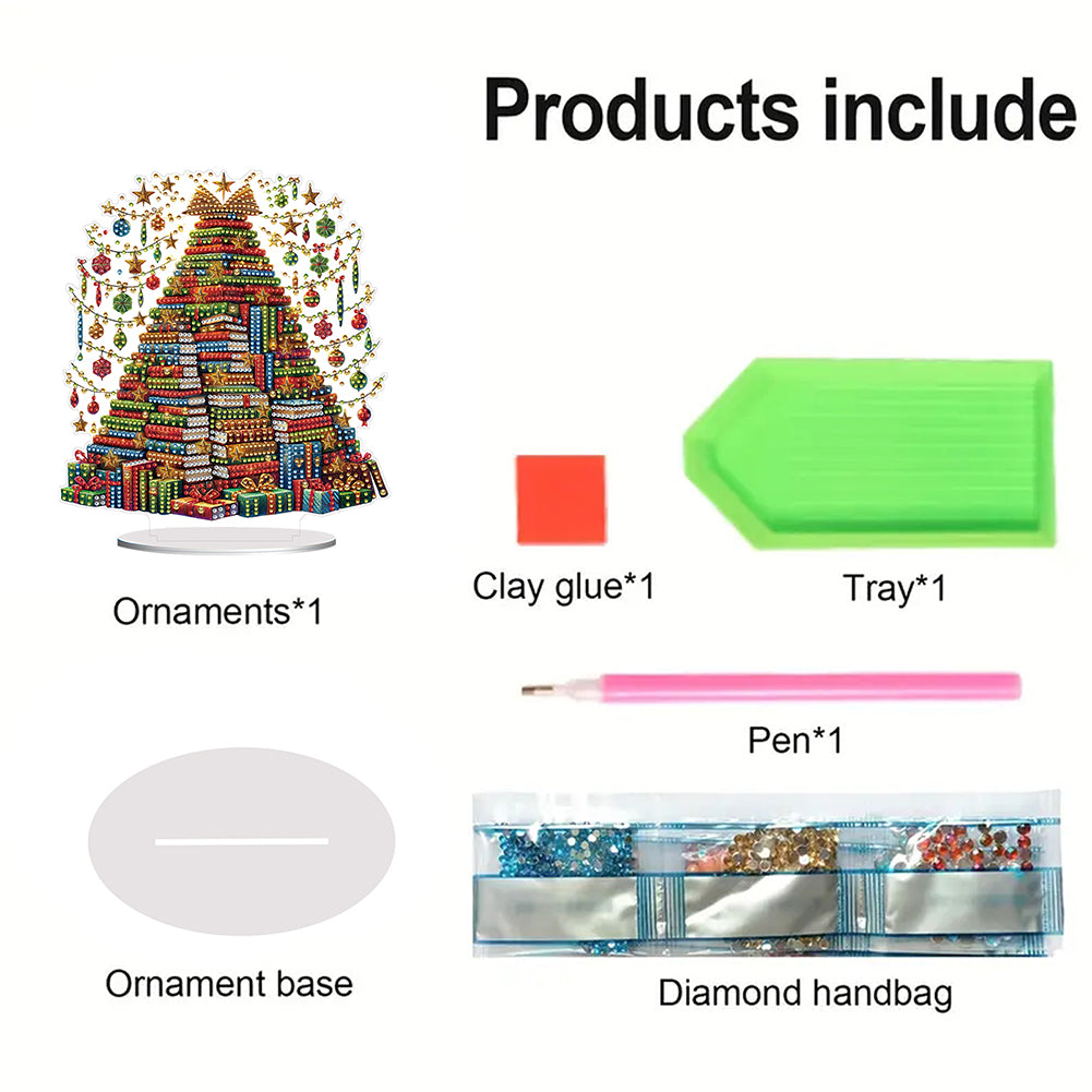 2D Flat Xmas DIY Desktop Diamond Art Kits Diamond Painting Desktop Ornaments Kit