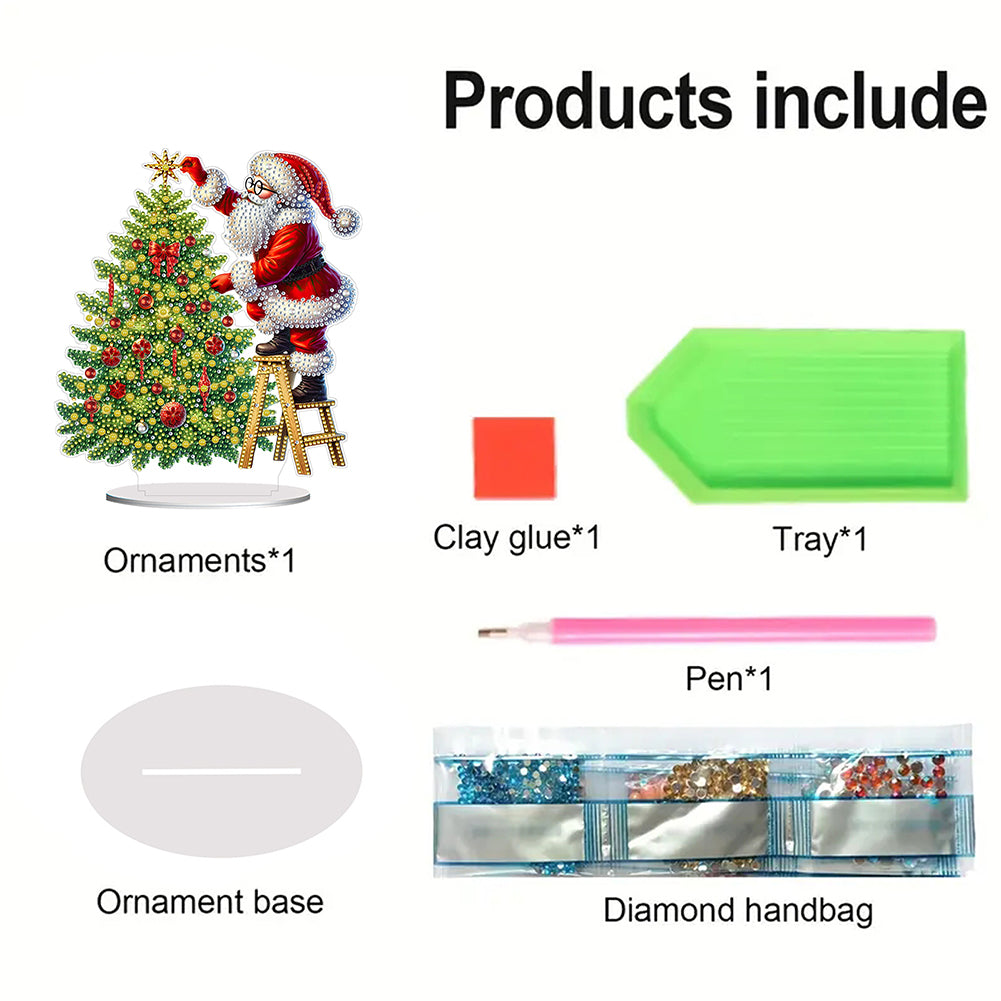 2D Flat Xmas DIY Desktop Diamond Art Kits Diamond Painting Desktop Ornaments Kit