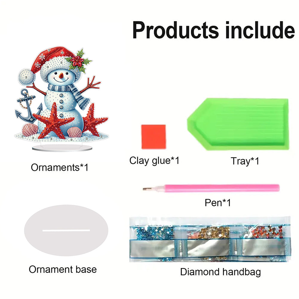 2D Flat Xmas DIY Desktop Diamond Art Kits Diamond Painting Desktop Ornaments Kit