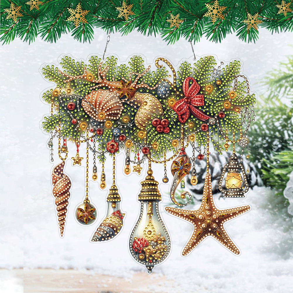 Xmas 2D Flat DIY Diamond Art Pendant Special Shape Wall Decor for Home & Windows