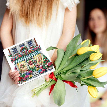 6PCS DIY Diamond Art Greeting Cards Xmas Designs for Festivals and Celebrations