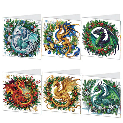 6PCS DIY Diamond Art Greeting Cards Xmas Designs for Festivals and Celebrations