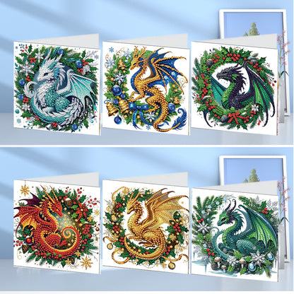 6PCS DIY Diamond Art Greeting Cards Xmas Designs for Festivals and Celebrations