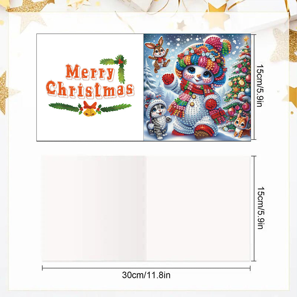 6PCS DIY Diamond Art Greeting Cards Xmas Designs for Festivals and Celebrations