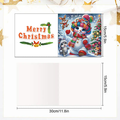 6PCS DIY Diamond Art Greeting Cards Xmas Designs for Festivals and Celebrations
