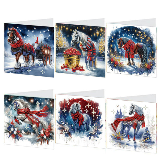 6PCS DIY Diamond Art Greeting Cards Xmas Designs for Festivals and Celebrations