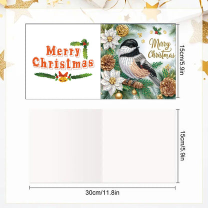 6PCS DIY Diamond Art Greeting Cards Xmas Designs for Festivals and Celebrations
