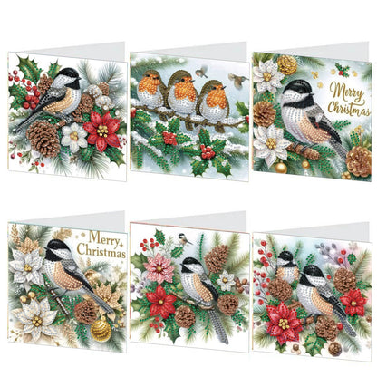 6PCS DIY Diamond Art Greeting Cards Xmas Designs for Festivals and Celebrations