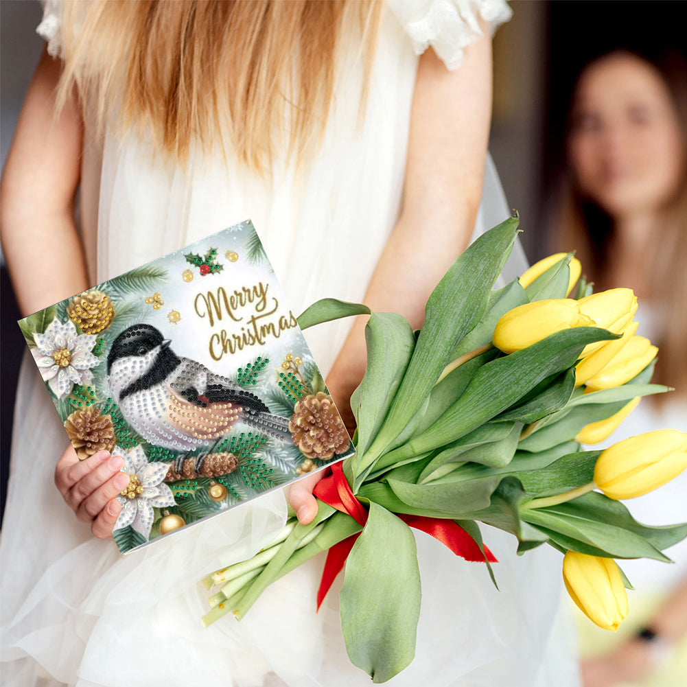 6PCS DIY Diamond Art Greeting Cards Xmas Designs for Festivals and Celebrations