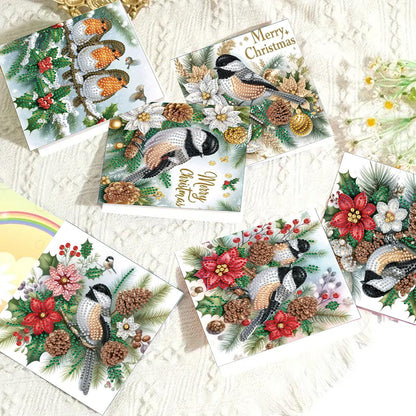 6PCS DIY Diamond Art Greeting Cards Xmas Designs for Festivals and Celebrations