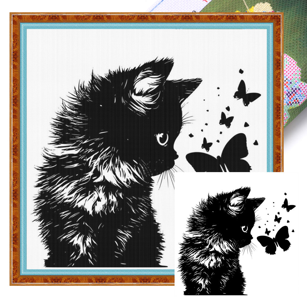 Silhouette-Kitten - 11CT Stamped Cross Stitch 40*40CM