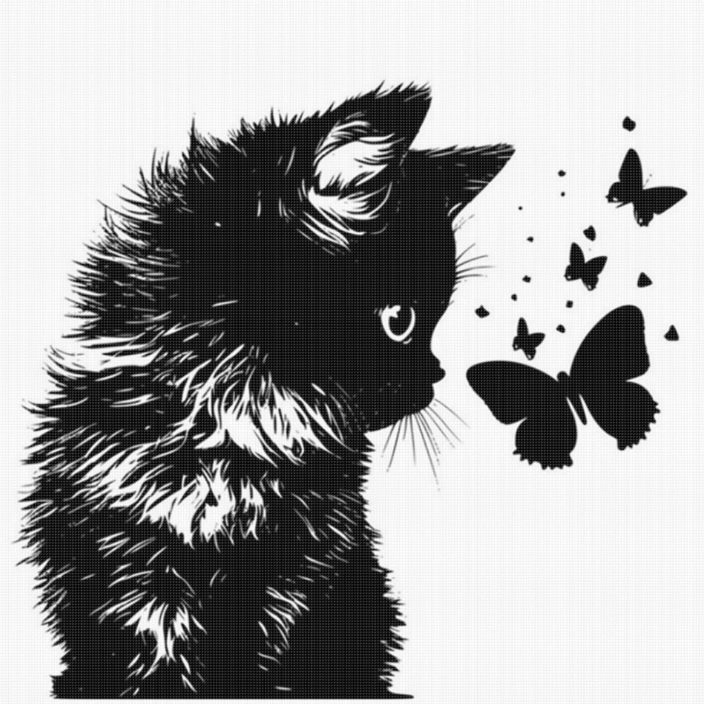 Silhouette-Kitten - 11CT Stamped Cross Stitch 40*40CM