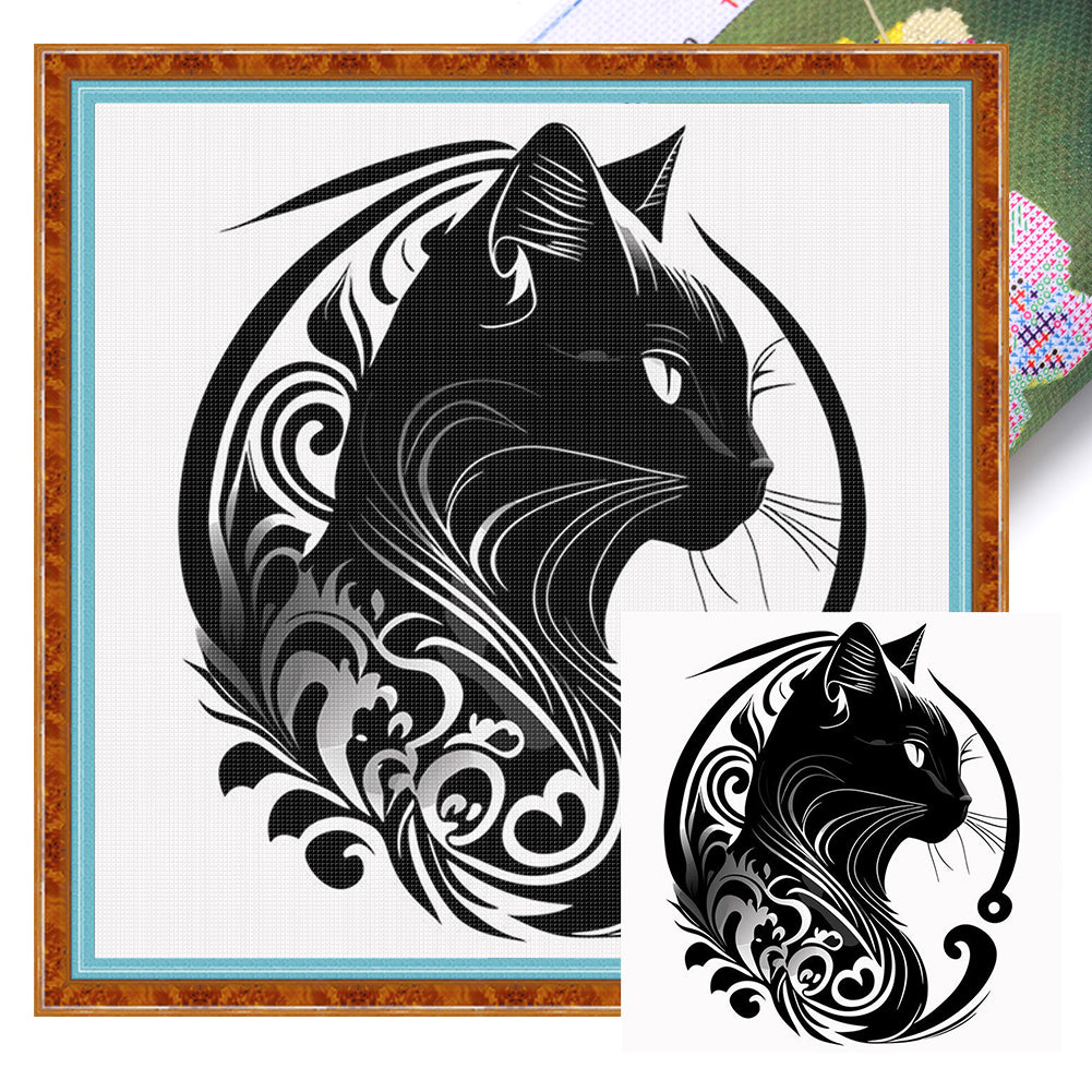 Silhouette-Cat - 11CT Stamped Cross Stitch 40*40CM