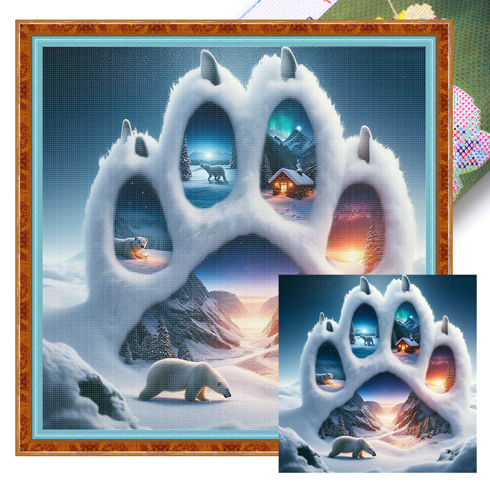 Bear Paw Polar Bear - 11CT Stamped Cross Stitch 45*45CM