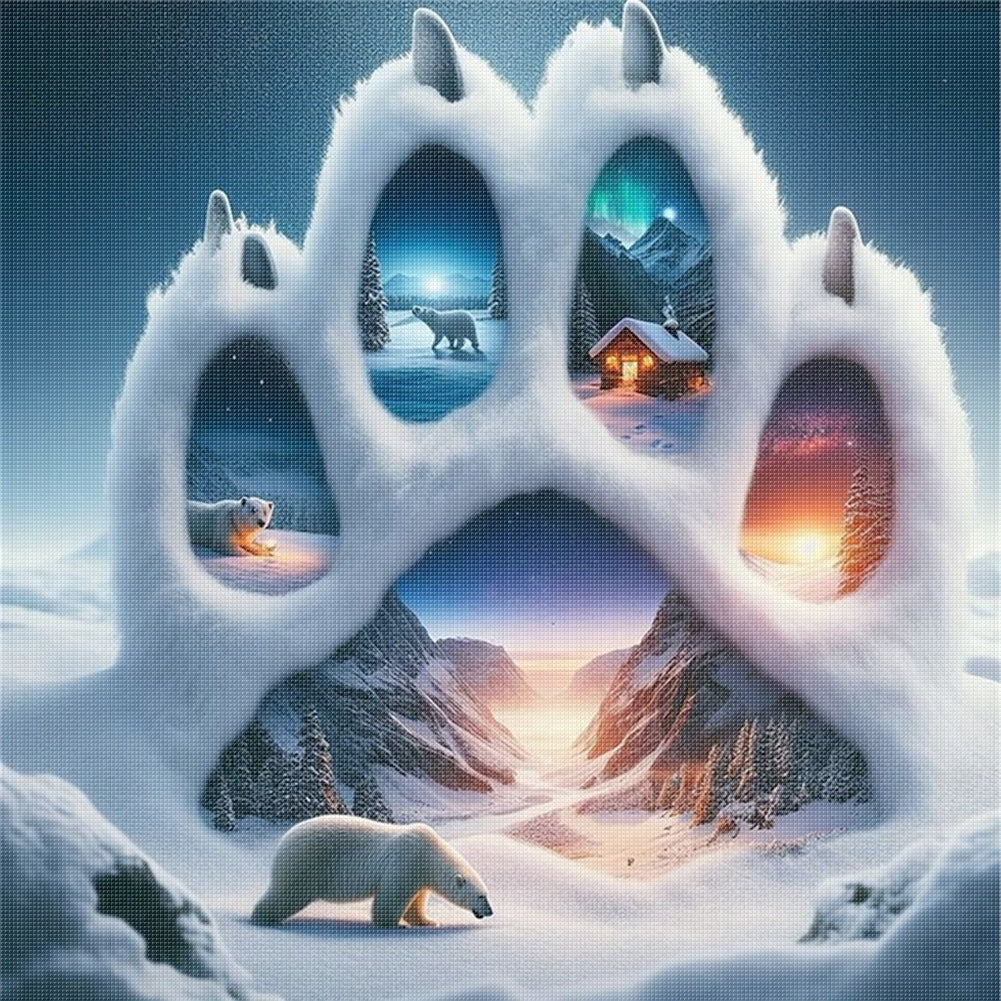 Bear Paw Polar Bear - 11CT Stamped Cross Stitch 45*45CM