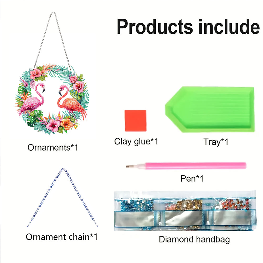 Wreath Acrylic 2D Flat DIY Diamond Art Pendant Window Hanging Art for Home Decor