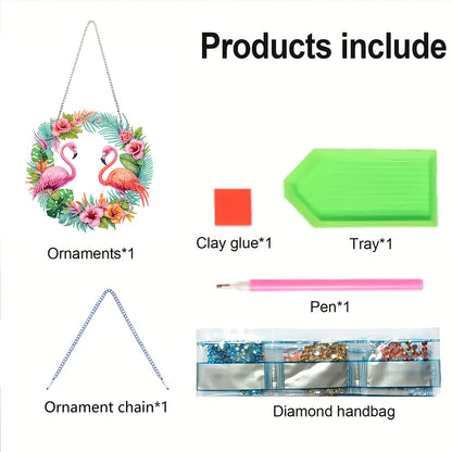 Wreath Acrylic 2D Flat DIY Diamond Art Pendant Window Hanging Art for Home Decor