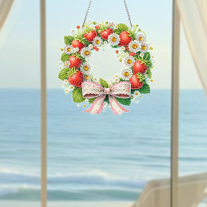 Wreath Acrylic 2D Flat DIY Diamond Art Pendant Window Hanging Art for Home Decor