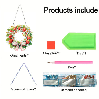 Wreath Acrylic 2D Flat DIY Diamond Art Pendant Window Hanging Art for Home Decor