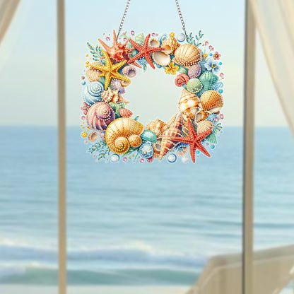Wreath Acrylic 2D Flat DIY Diamond Art Pendant Window Hanging Art for Home Decor