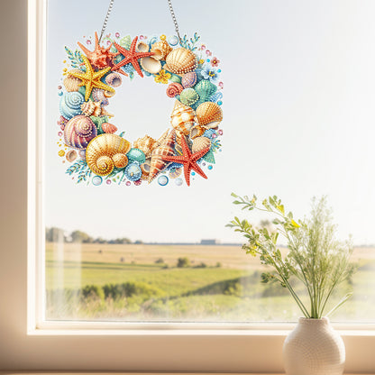 Wreath Acrylic 2D Flat DIY Diamond Art Pendant Window Hanging Art for Home Decor