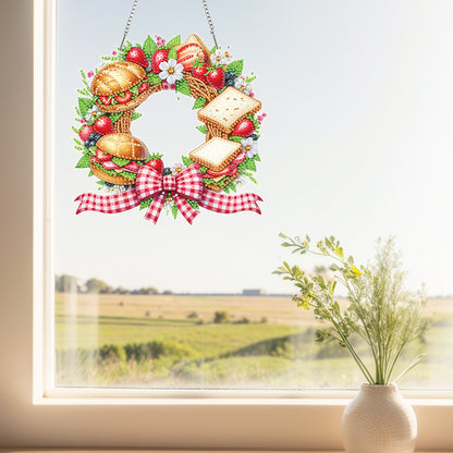 Wreath Acrylic 2D Flat DIY Diamond Art Pendant Window Hanging Art for Home Decor