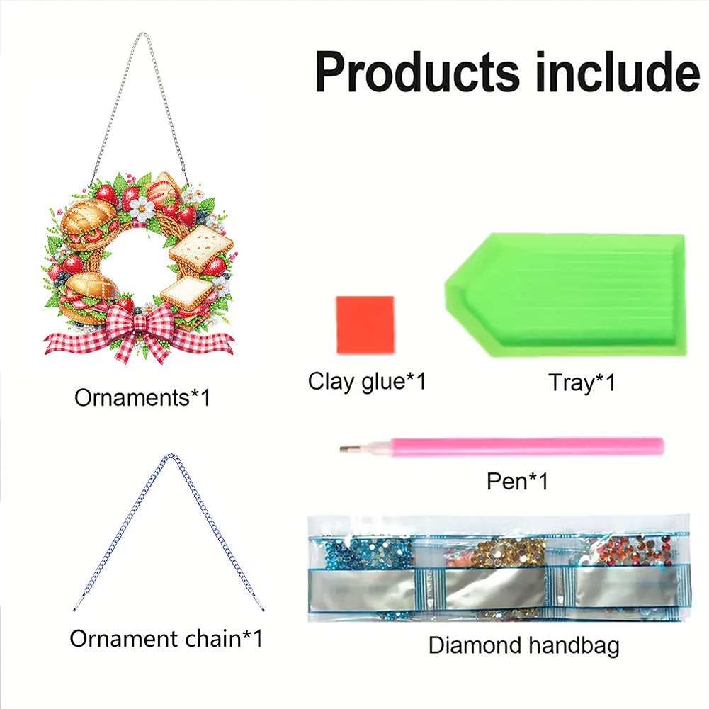 Wreath Acrylic 2D Flat DIY Diamond Art Pendant Window Hanging Art for Home Decor