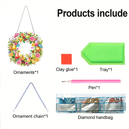 Wreath Acrylic 2D Flat DIY Diamond Art Pendant Window Hanging Art for Home Decor