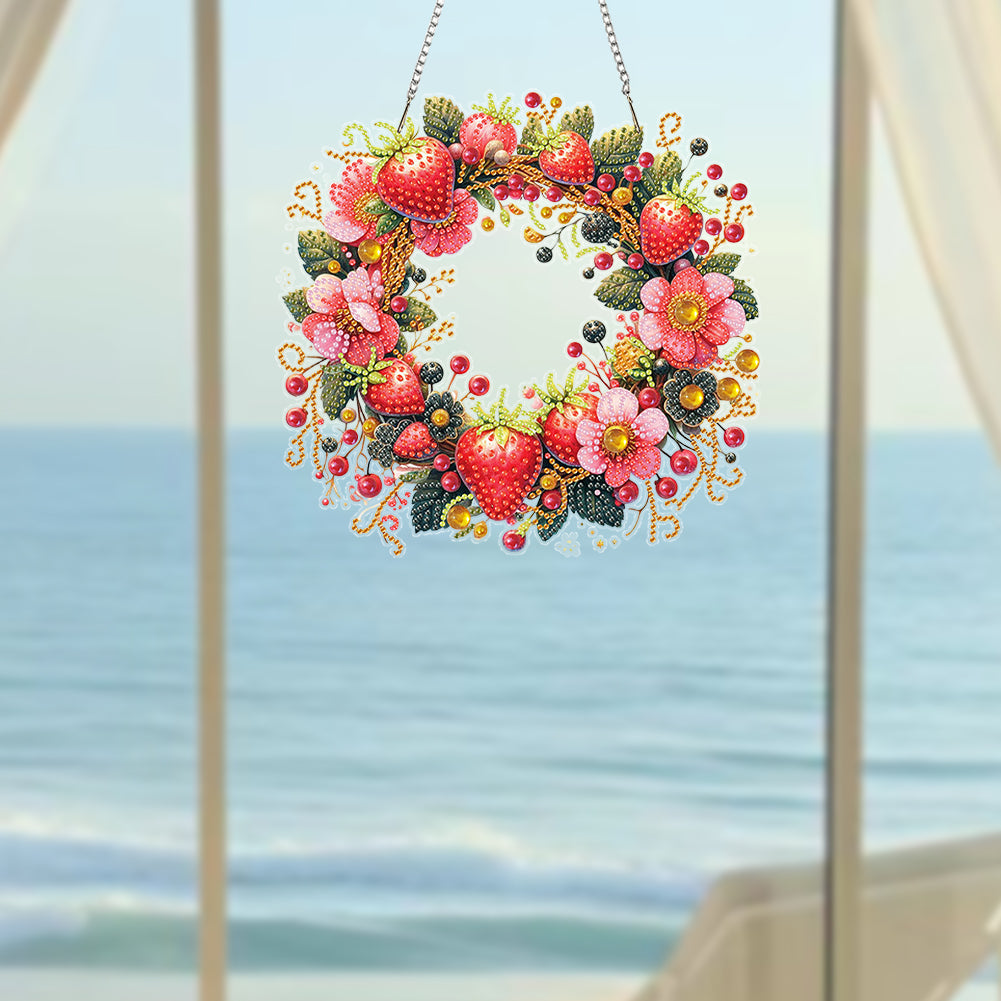 Wreath Acrylic 2D Flat DIY Diamond Art Pendant Window Hanging Art for Home Decor