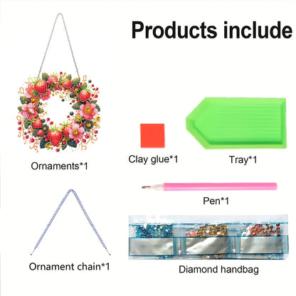 Wreath Acrylic 2D Flat DIY Diamond Art Pendant Window Hanging Art for Home Decor