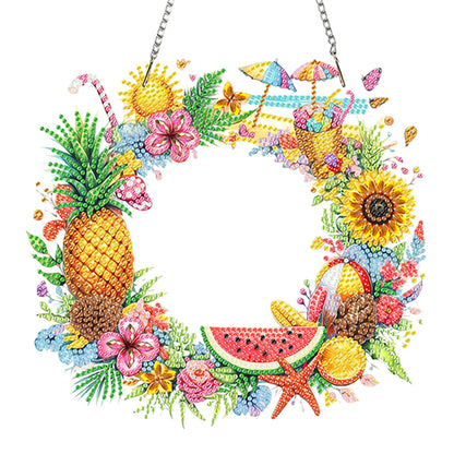 Wreath Acrylic 2D Flat DIY Diamond Art Pendant Window Hanging Art for Home Decor