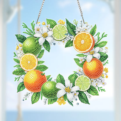 Wreath Acrylic 2D Flat DIY Diamond Art Pendant Window Hanging Art for Home Decor