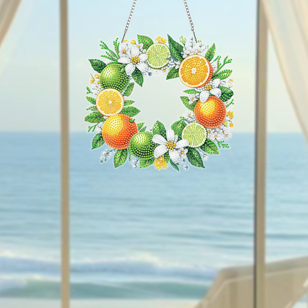 Wreath Acrylic 2D Flat DIY Diamond Art Pendant Window Hanging Art for Home Decor