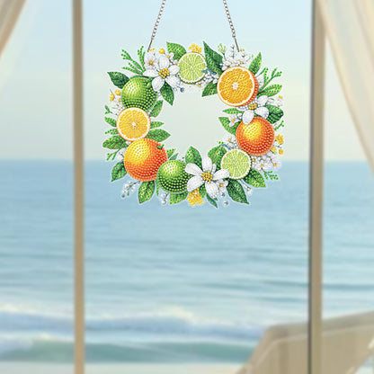 Wreath Acrylic 2D Flat DIY Diamond Art Pendant Window Hanging Art for Home Decor
