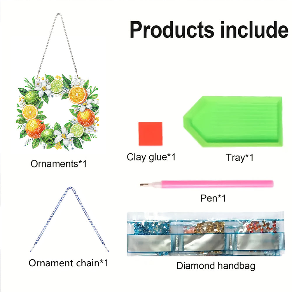 Wreath Acrylic 2D Flat DIY Diamond Art Pendant Window Hanging Art for Home Decor