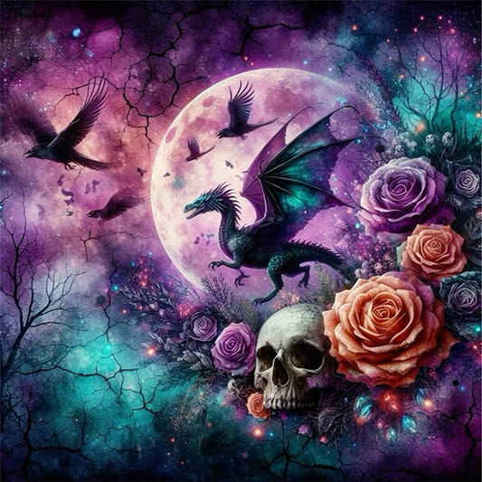 Rose Black Dragon - 11CT Stamped Cross Stitch 40*40CM