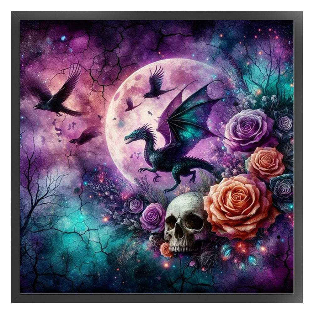 Rose Black Dragon - 11CT Stamped Cross Stitch 40*40CM