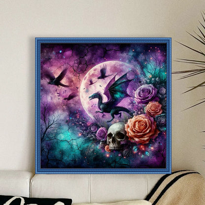 Rose Black Dragon - 11CT Stamped Cross Stitch 40*40CM