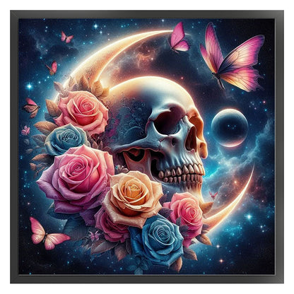 Rose Skull Cross Stitch Still Life Series Kit - 11CT Stamped Cross Stitch 40*40CM
