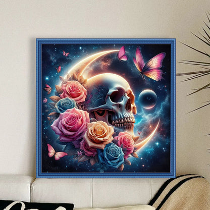 Rose Skull Cross Stitch Still Life Series Kit - 11CT Stamped Cross Stitch 40*40CM