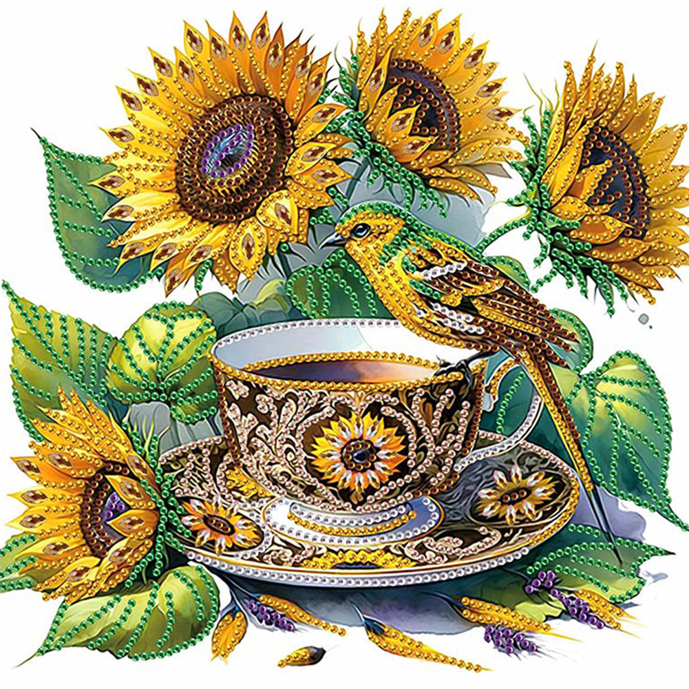 Sunflower Teacup - Special Shaped Drill Diamond Painting 30*30CM