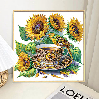 Sunflower Teacup - Special Shaped Drill Diamond Painting 30*30CM