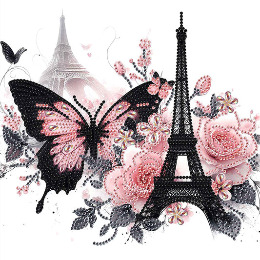 Eiffel Tower Butterfly - Special Shaped Drill Diamond Painting 30*30CM