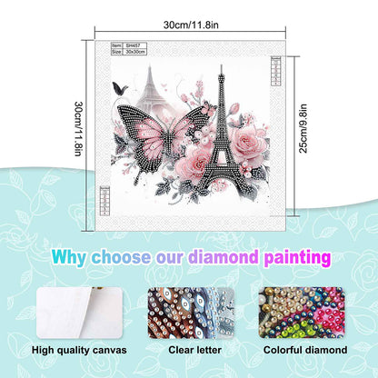 Eiffel Tower Butterfly - Special Shaped Drill Diamond Painting 30*30CM